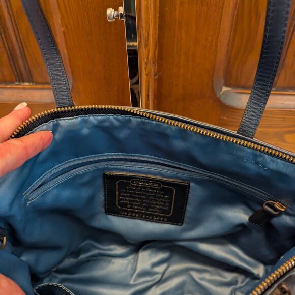 COACH Signature Denim Stripe Tote - Picture 11 of 11